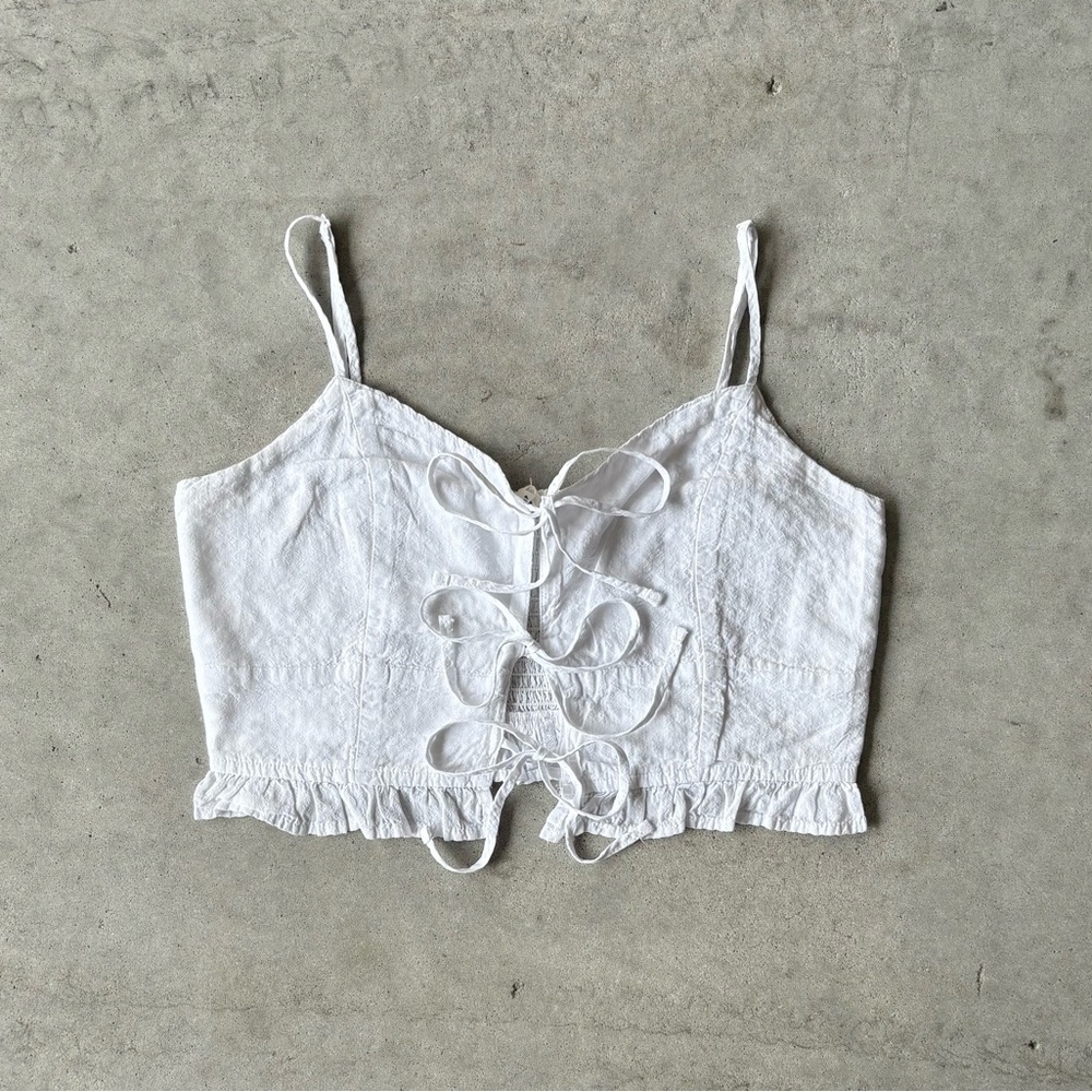 🔥6 FOR $25!🔥Aerie! White Lace-Up Crop Top
